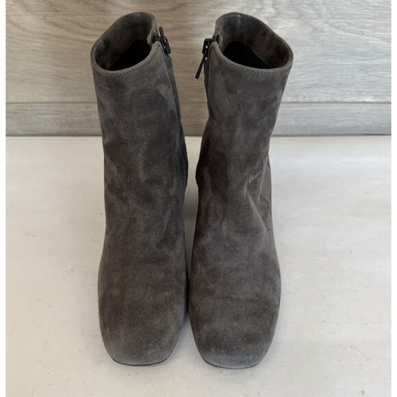 Vince Gray Suede Block Heel Ankle Boots Booties Side Zip Minimalist Women’s 6 M - Picture 14 of 15